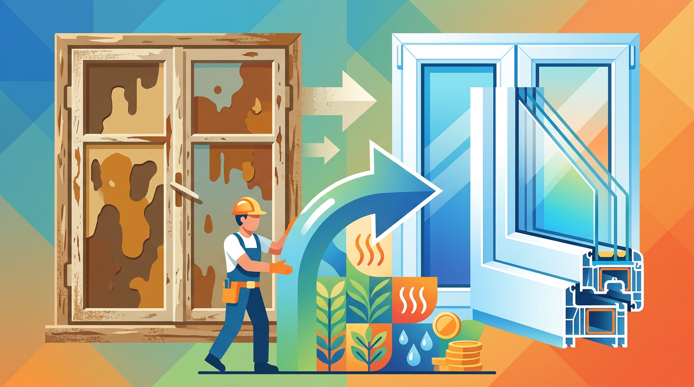 Oude kozijnen vervangen door kunststof: een huis met nieuwe, isolerende kozijnen.