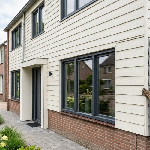 Vraag een kunststof gevelbekleding offerte aan voor een duurzame en onderhoudsarme woning.