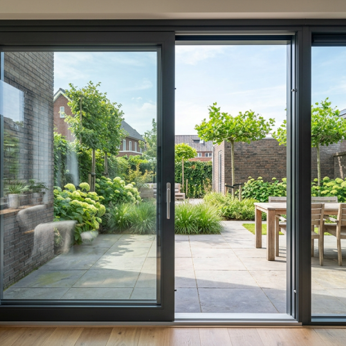 Schuifpui met HR++ glas van R.L. Kozijnen: een duurzame en energiebesparende oplossing.